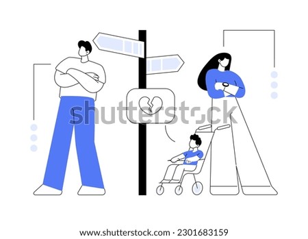 Child custody abstract concept vector illustration. Child cart, marriage dissolution, family conflict, parents divorce, visitation rights, break up, family law, alimony abstract metaphor.