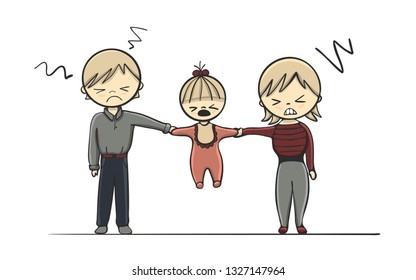 Child custody dispute concept, vector