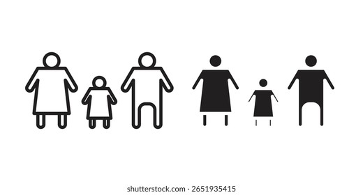 Child custody icon. Flat and stroke versions. Graphic elements.