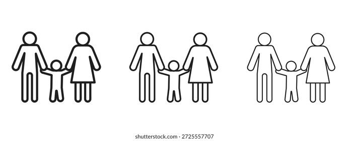 Símbolo de línea delgada del icono de la custodia del niño en el fondo blanco, Ilustración vectorial editable del movimiento