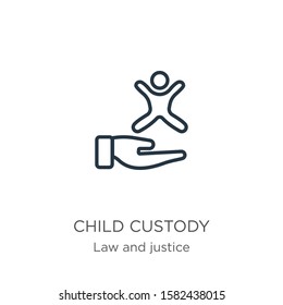 Child custody icon. Thin linear child custody outline icon isolated on white background from law and justice collection. Line vector sign, symbol for web and mobile
