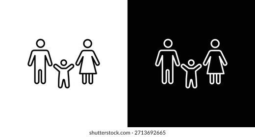 Esquema del logotipo del ícono de custodia infantil. Vectores de línea delgada