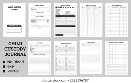 Child Custody Journal Or Notebook, Low Content kdp Interior Template	