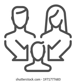 Child custody square line vector icon.