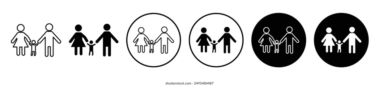 Child custody thin line vector icon set.