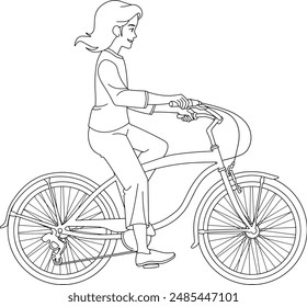 child is cycling  line vector illustration isolated on white background