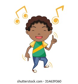 Child dancing, vector illustration, isolated