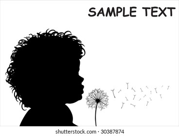 Child with dandelion vector illustration