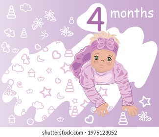 Child Development 4 Months Baby On Stock Vector (Royalty Free