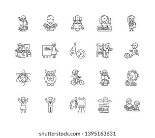 Child Development Centre Line Icons, Signs, Vector Set, Outline Illustration Concept 