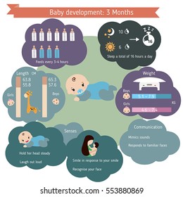 Child development infographics. Baby Growth Guide. Age 3 months.