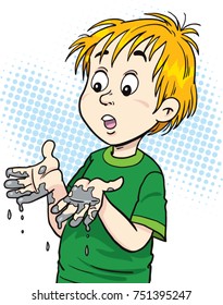 niños y manos sucias