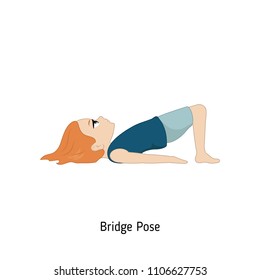 Child doing yoga. Bridge Yoga Pose. Cartoon style illustration isolated on white background.