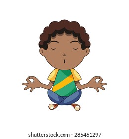 Child doing yoga, vector illustration