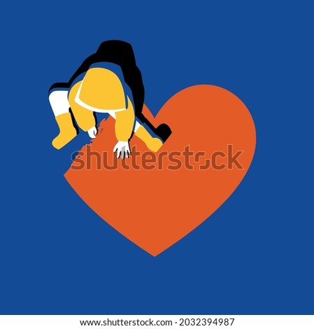 Child drawing a heart with chalk