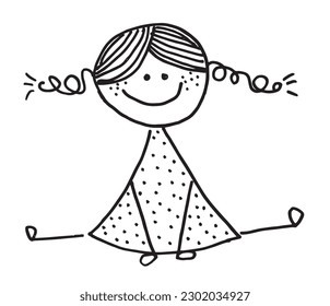 Child drawing outline illustration image. 
Hand drawn image artwork of child drawing. 
Simple cute original logo.
Hand drawn vector illustration for posters, cards, t-shirts.