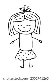 Child drawing outline illustration image. 
Hand drawn image artwork of child drawing. 
Simple cute original logo.
Hand drawn vector illustration for posters, cards, t-shirts.