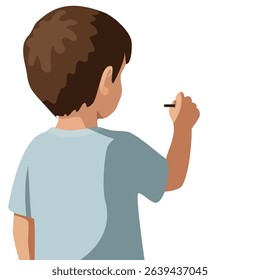 child draws on an easel