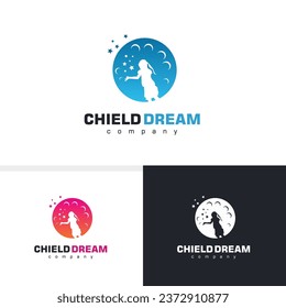 Child dream creative colorful reach the star logo design template