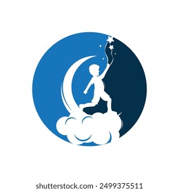 Child dreams logo designs concept vector, Kids Education logo symbol, Children Reaching star logo template