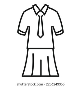Child dress icon outline vector. School uniform. Suit skirt