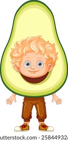 A child dressed as a playful avocado