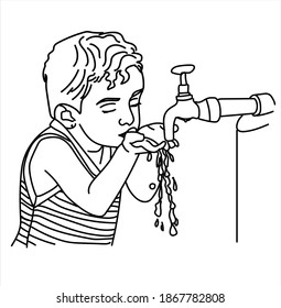 Child Drinking Water Line Art Stock Vector (Royalty Free) 1867782808 ...