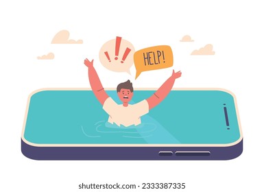 Child Drowning In The Smartphone Screen Refers To The Growing Concern Of Excessive Screen Time Negatively