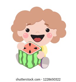 child to eat a square watermelon