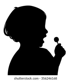 a child eating candy silhouette vector
