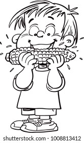 Child eating corn
