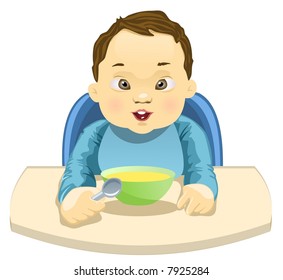 Child Eating his Meal-vector