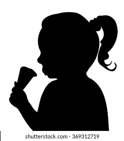child eating ice-cream silhouette vector