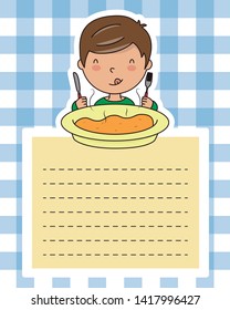 Child eating. With space for text