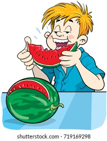 Child eating watermelon