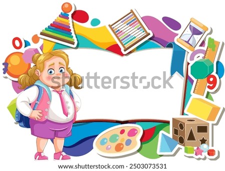 Child with educational tools and colorful background