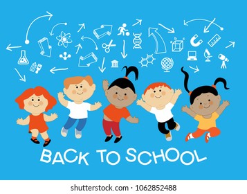 Child education.Children Learn to think. Child outline with education icons.  The file is saved in the version AI10 EPS