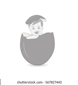 child in the eggshell. vector illustration.