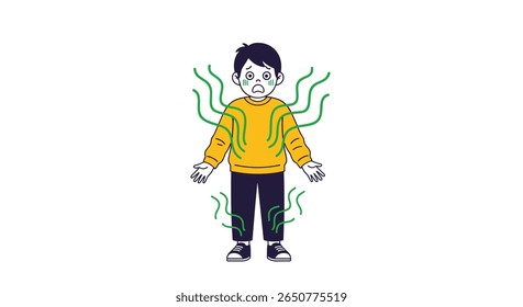 Child emitting unpleasant odor body freshness hygiene cleanliness health care kid care personal hygiene healthy living routine daily habits