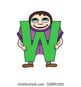 Child  English alphabet letter W vector