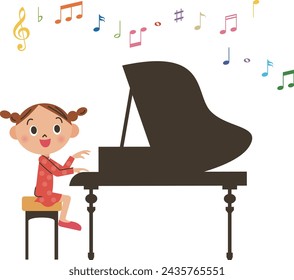 child enjoying playing the piano