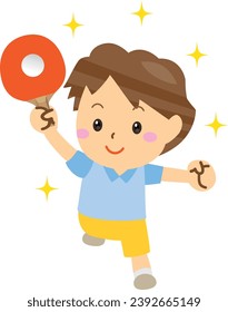 A child enjoying table tennis with a smile