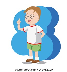 child with eyeglasses say