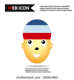 Child face, boy face with hat, web icon, vector.