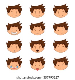 Child face expressions, vector, set collection