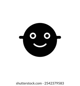 Child face icon Black and white outline vector