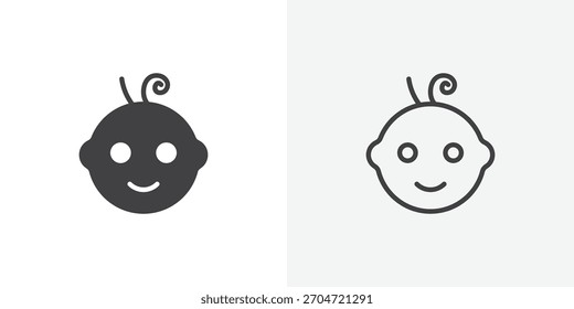 Child face icon. collection of editable stroke line and solid flat styles.