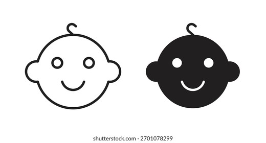 Símbolo de conceito de contorno de ícone de face filho com traço editável em branco
