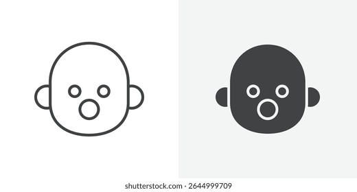Child face icon Outline vector sign