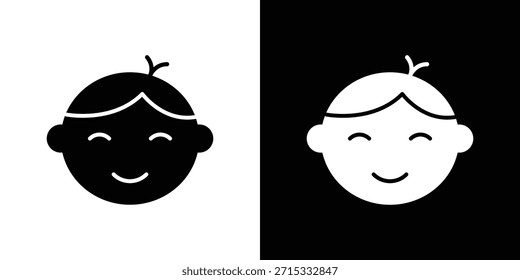 Ícone de face filho Definir coleção. Silhueta vetorial.